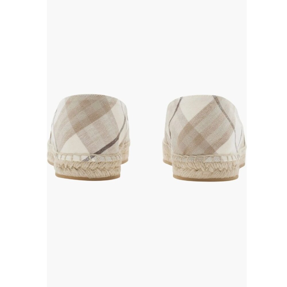 Burberry Mews Check Espadrille Flat Women Cotton Ip Check Grey Beige 9US / 39EU - Picture 4 of 13